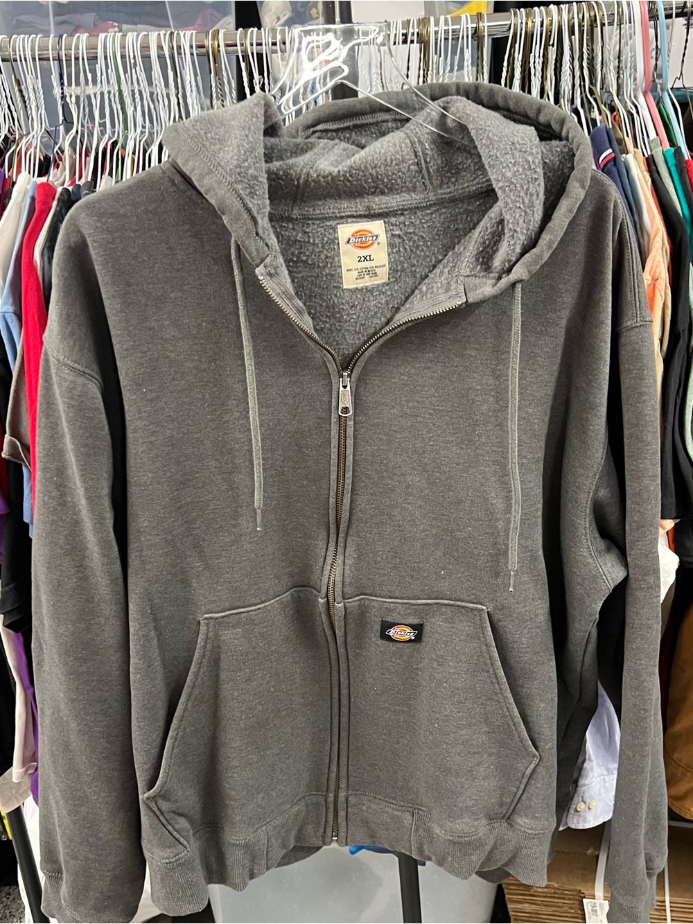 Dickies 2Xl Mens Hooded Gray Sweatshirt Zip Front Hoodie